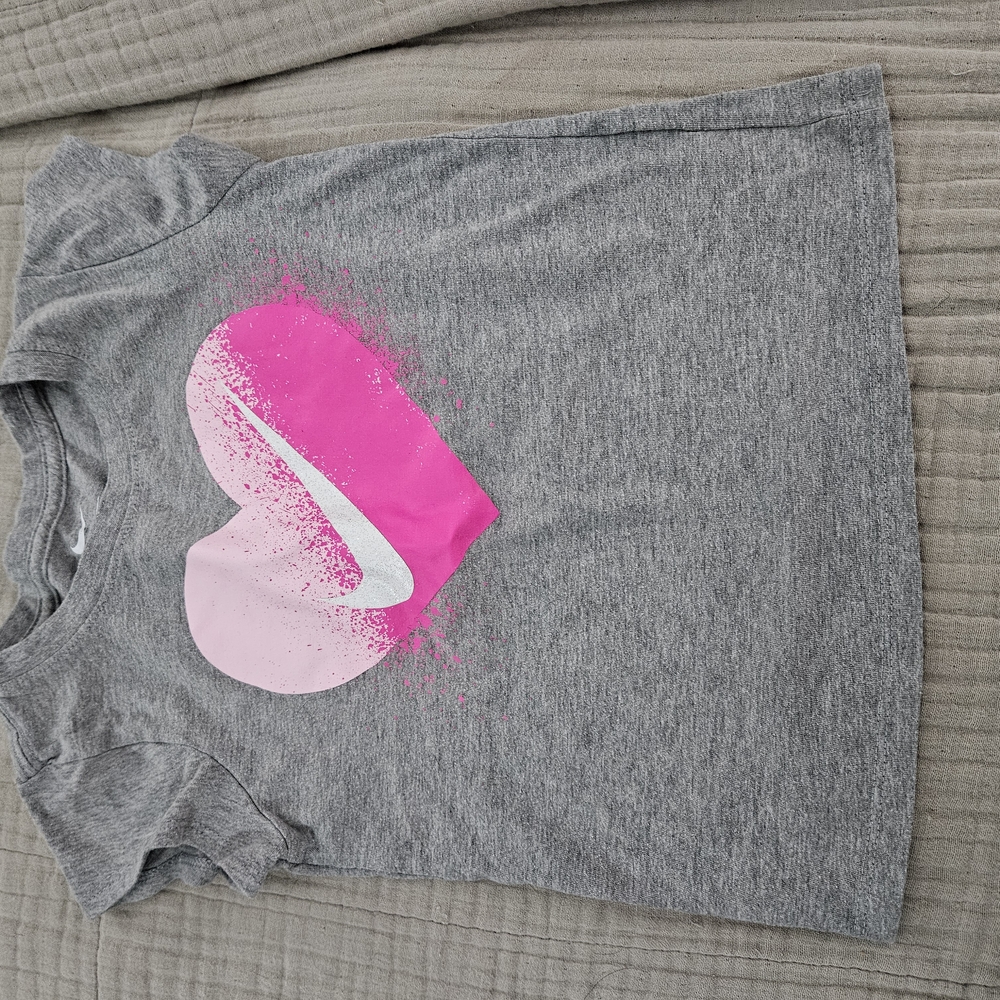 Gray and Pink Heart Kids T-Shirt
